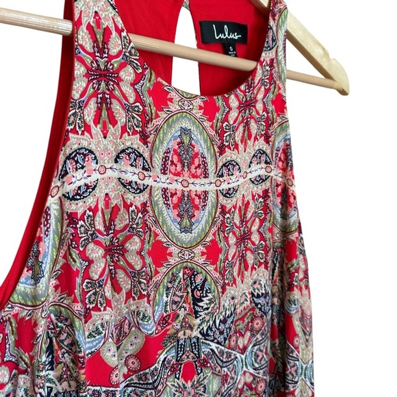 Lulus Major Red Print Swing Dress A Line Mini Sz S - Picture 6 of 9